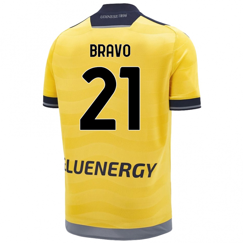 Kandiny Gyermek Iker Bravo #21 Aranysárga Idegenbeli Jersey 2024/25 Mez Póló Ing