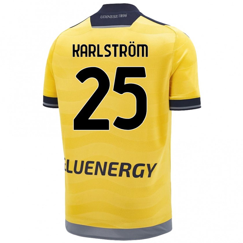 Kandiny Gyermek Jesper Karlström #25 Aranysárga Idegenbeli Jersey 2024/25 Mez Póló Ing