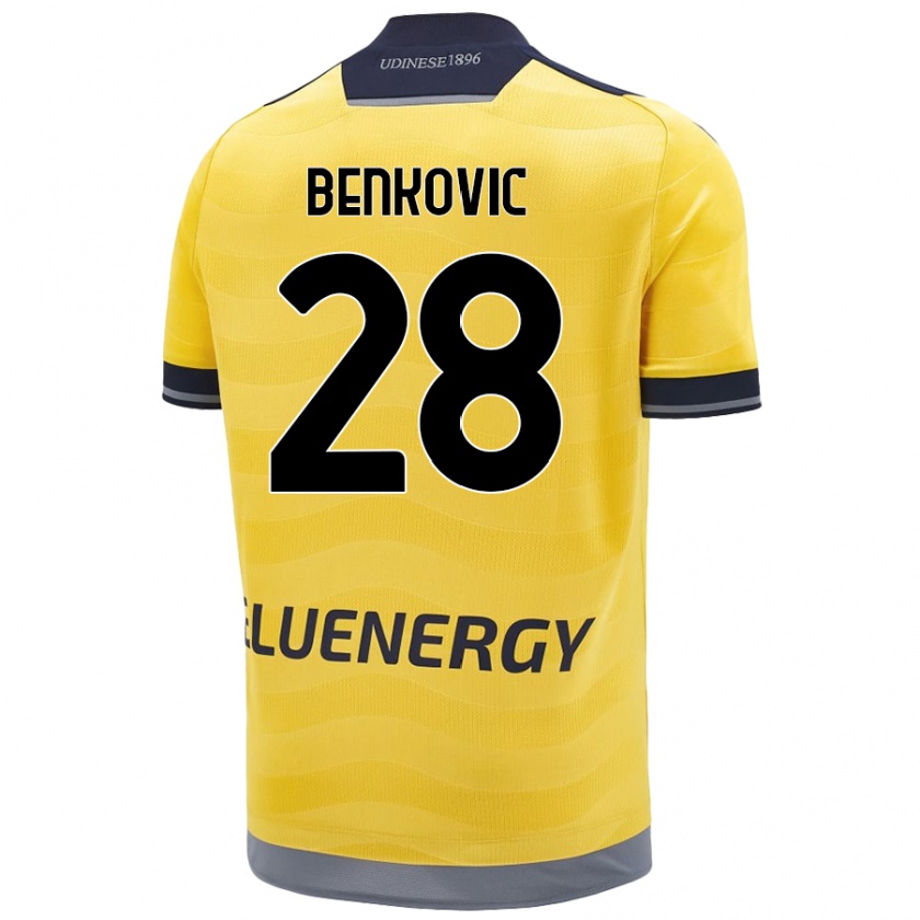 Kandiny Gyermek Filip Benkovic #28 Aranysárga Idegenbeli Jersey 2024/25 Mez Póló Ing