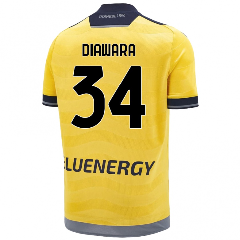 Kandiny Gyermek Sekou Diawara #34 Aranysárga Idegenbeli Jersey 2024/25 Mez Póló Ing