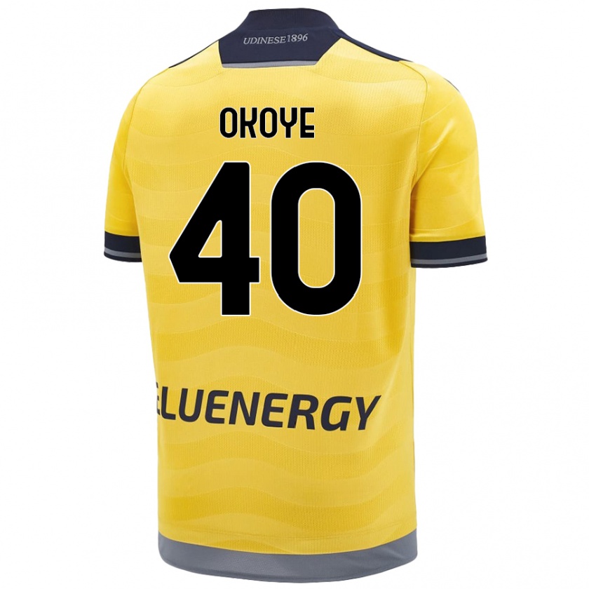 Kandiny Gyermek Maduka Okoye #40 Aranysárga Idegenbeli Jersey 2024/25 Mez Póló Ing