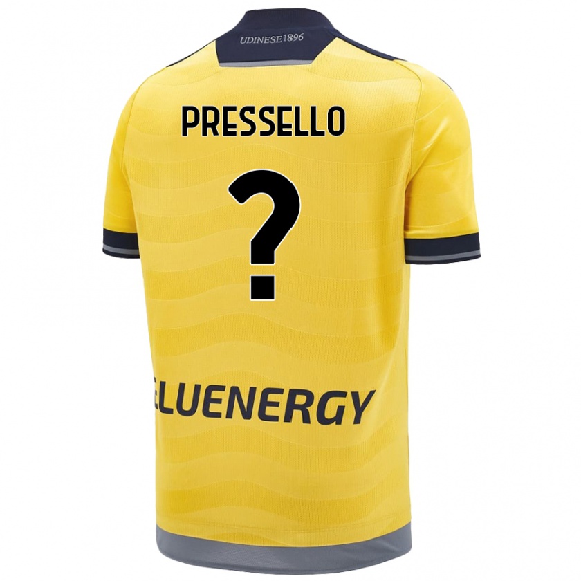 Kandiny Gyermek Matteo Pressello #0 Aranysárga Idegenbeli Jersey 2024/25 Mez Póló Ing