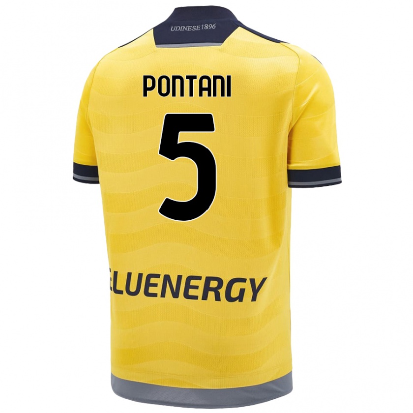 Kandiny Gyermek Leonardo Pontani #5 Aranysárga Idegenbeli Jersey 2024/25 Mez Póló Ing