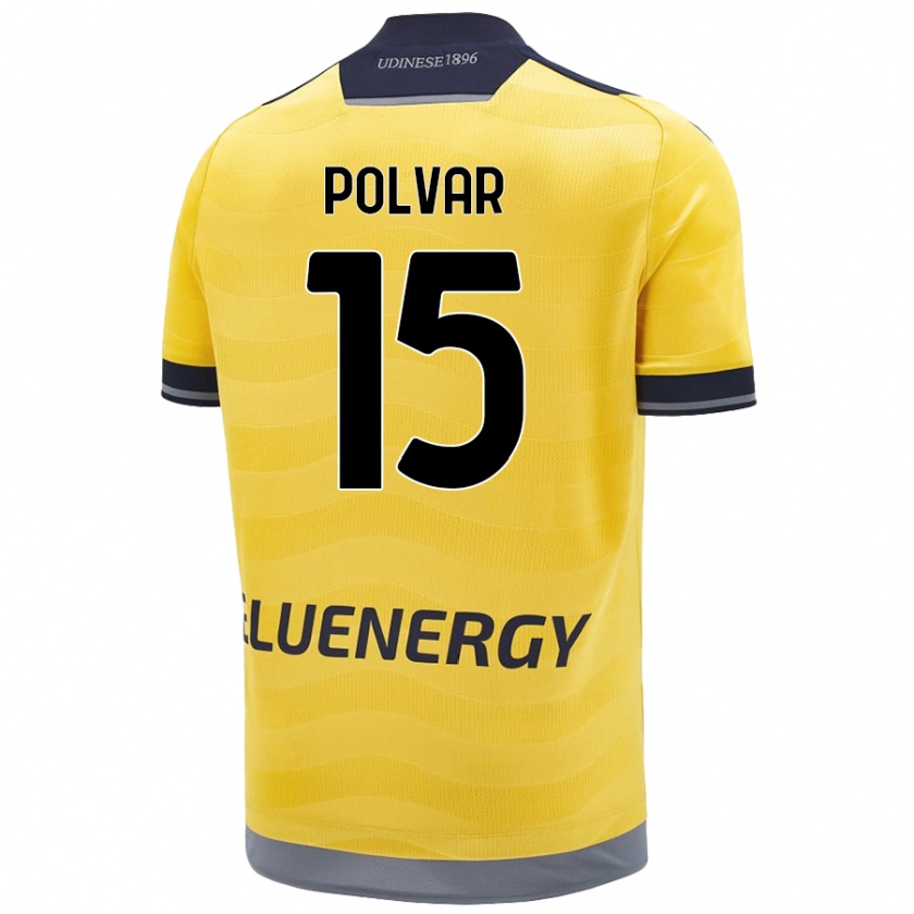 Kandiny Gyermek Francesco Polvar #15 Aranysárga Idegenbeli Jersey 2024/25 Mez Póló Ing