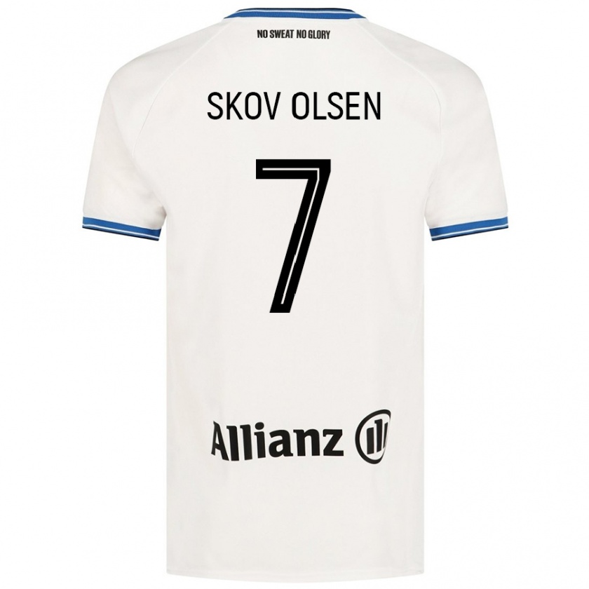 Kandiny Gyermek Andreas Skov Olsen #7 Fehér Idegenbeli Jersey 2024/25 Mez Póló Ing