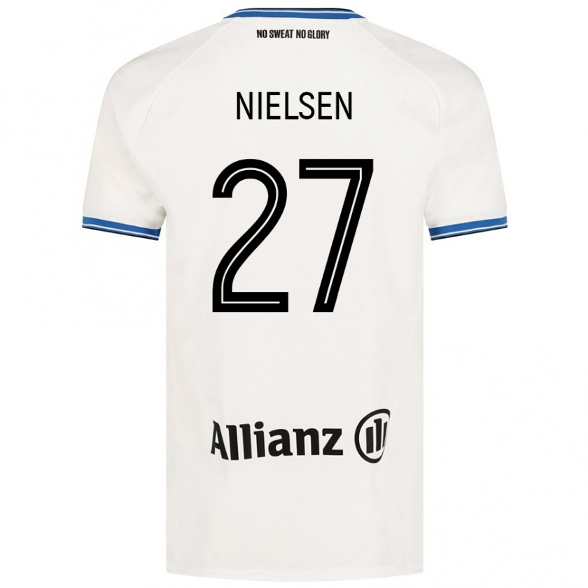 Kandiny Gyermek Casper Nielsen #27 Fehér Idegenbeli Jersey 2024/25 Mez Póló Ing