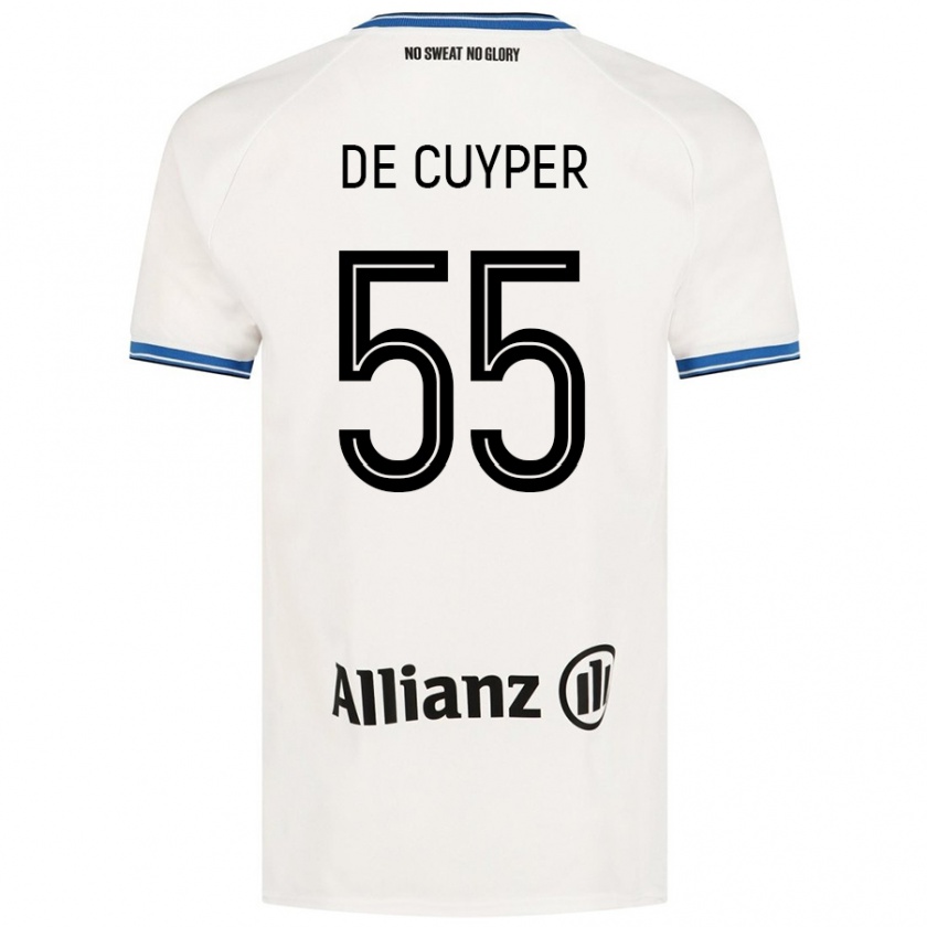 Kandiny Gyermek Maxim De Cuyper #55 Fehér Idegenbeli Jersey 2024/25 Mez Póló Ing