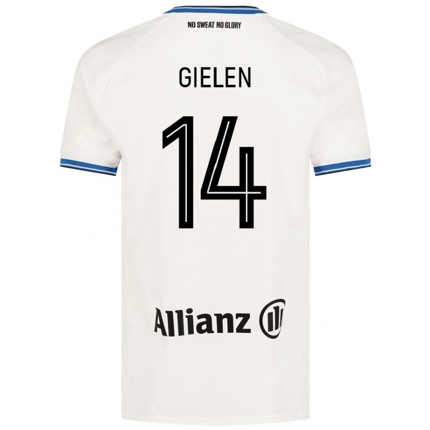 Kandiny Gyermek Sterre Gielen #14 Fehér Idegenbeli Jersey 2024/25 Mez Póló Ing