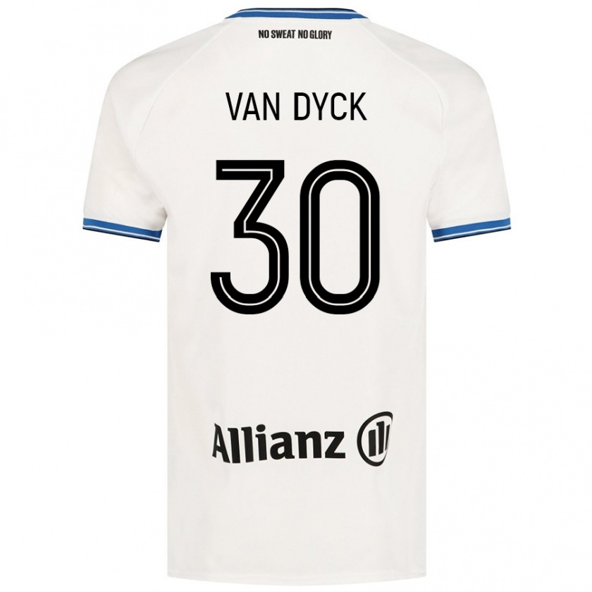 Kandiny Gyermek Nell Van Dyck #30 Fehér Idegenbeli Jersey 2024/25 Mez Póló Ing