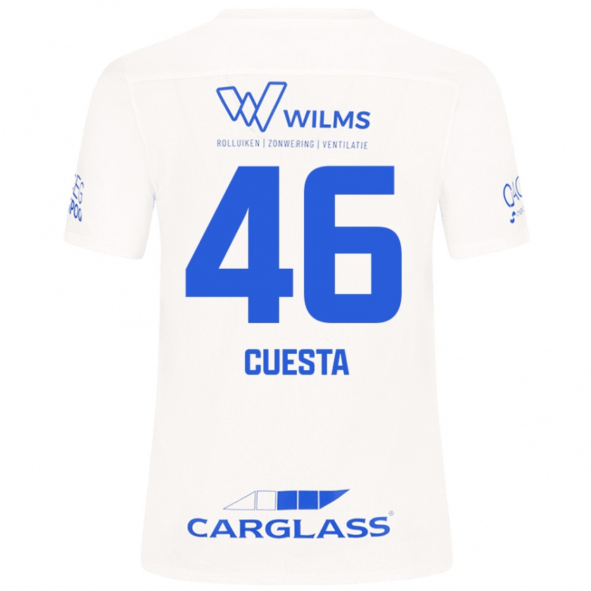 Kandiny Gyermek Carlos Cuesta #46 Fehér Idegenbeli Jersey 2024/25 Mez Póló Ing