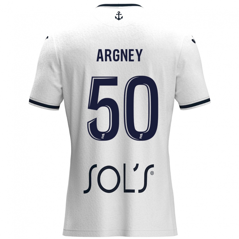 Kandiny Gyermek Paul Argney #50 Fehér Sötétkék Idegenbeli Jersey 2024/25 Mez Póló Ing