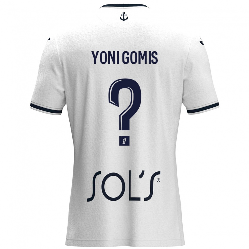 Kandiny Gyermek Yoni Gomis #0 Fehér Sötétkék Idegenbeli Jersey 2024/25 Mez Póló Ing