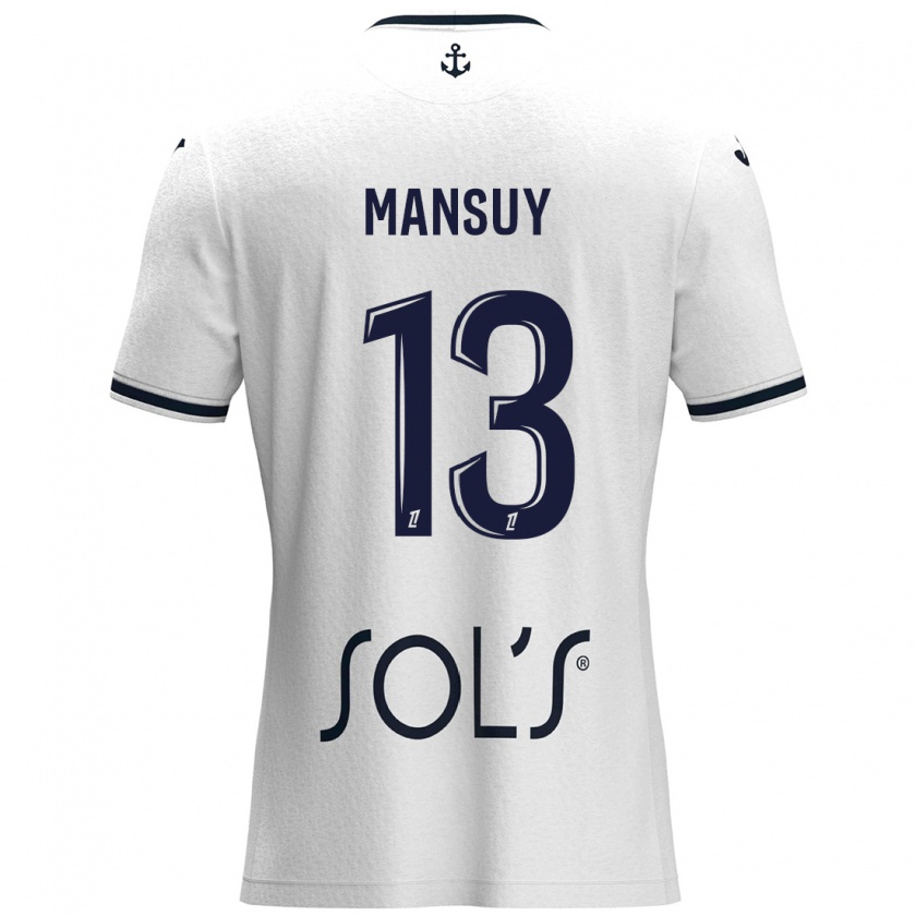 Kandiny Gyermek Héloïse Mansuy #13 Fehér Sötétkék Idegenbeli Jersey 2024/25 Mez Póló Ing