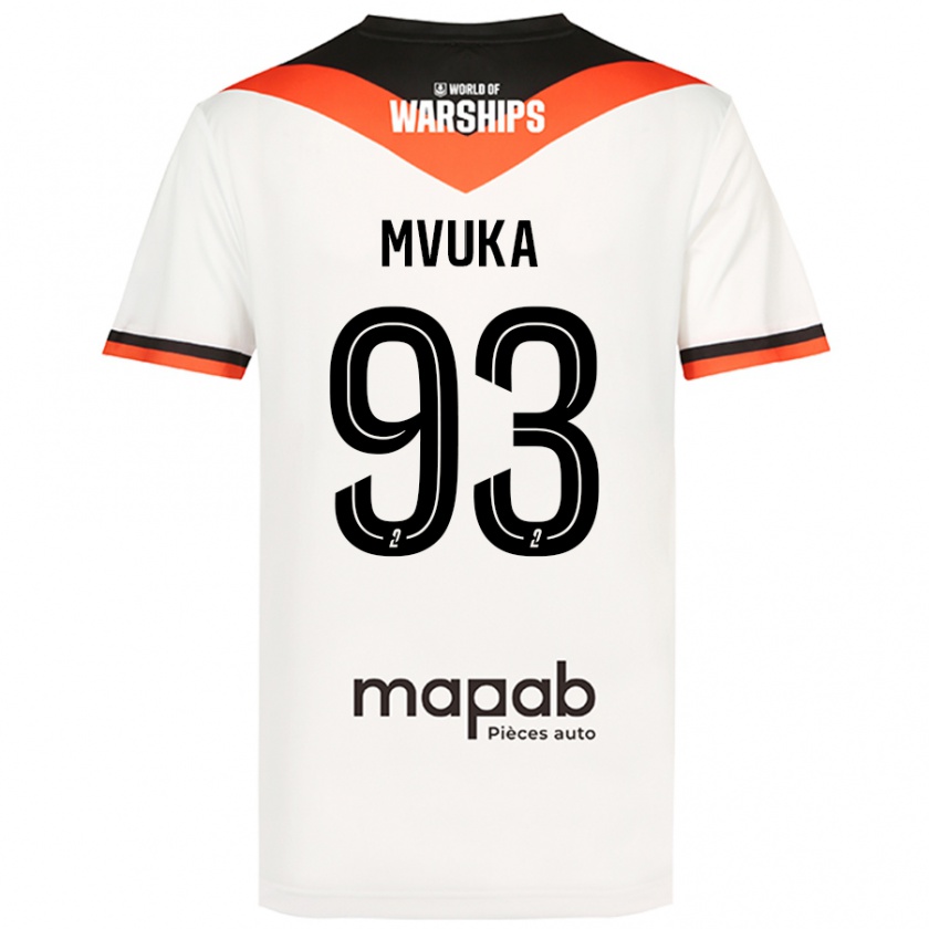 Kandiny Gyermek Joel Mvuka #93 Fehér Idegenbeli Jersey 2024/25 Mez Póló Ing