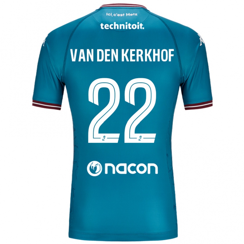 Kandiny Gyermek Kevin Van Den Kerkhof #22 Bleu Benzin Idegenbeli Jersey 2024/25 Mez Póló Ing