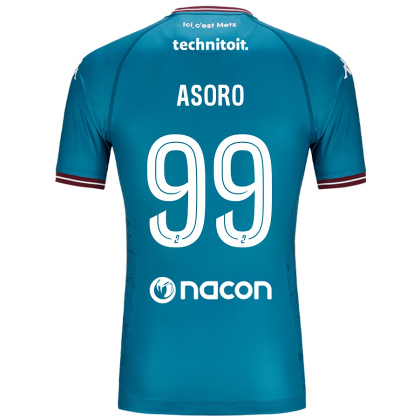 Kandiny Gyermek Joel Asoro #99 Bleu Benzin Idegenbeli Jersey 2024/25 Mez Póló Ing