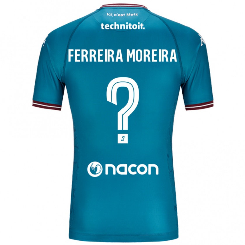 Kandiny Gyermek Ruben Ferreira Moreira #0 Bleu Benzin Idegenbeli Jersey 2024/25 Mez Póló Ing