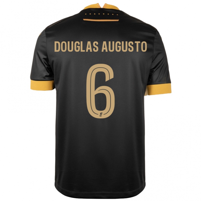 Kandiny Gyermek Douglas Augusto #6 Fekete Barna Idegenbeli Jersey 2024/25 Mez Póló Ing