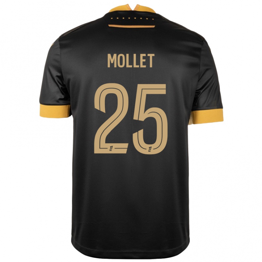 Kandiny Gyermek Florent Mollet #25 Fekete Barna Idegenbeli Jersey 2024/25 Mez Póló Ing