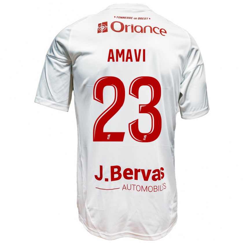 Kandiny Gyermek Jordan Amavi #23 Fehér Piros Idegenbeli Jersey 2024/25 Mez Póló Ing