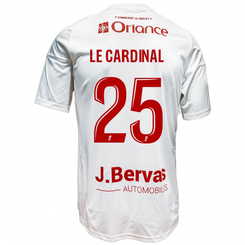 Kandiny Gyermek Julien Le Cardinal #25 Fehér Piros Idegenbeli Jersey 2024/25 Mez Póló Ing