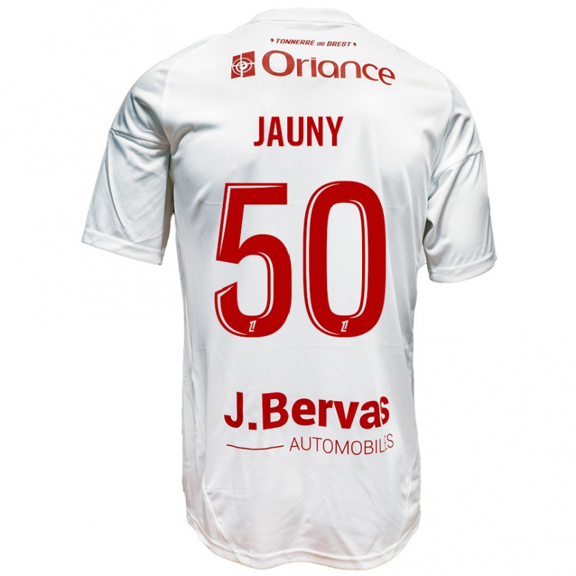 Kandiny Gyermek Noah Jauny #50 Fehér Piros Idegenbeli Jersey 2024/25 Mez Póló Ing