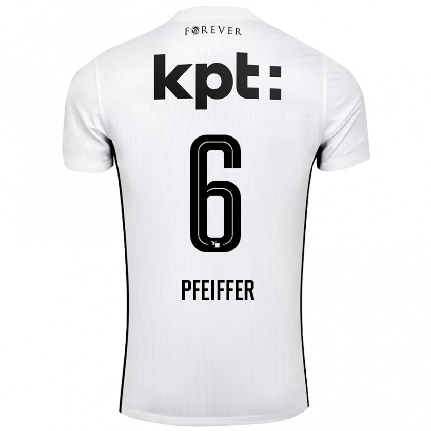 Kandiny Gyermek Patric Pfeiffer #6 Fehér Fekete Idegenbeli Jersey 2024/25 Mez Póló Ing