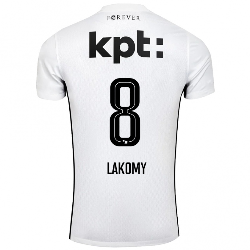 Kandiny Gyermek Lukasz Lakomy #8 Fehér Fekete Idegenbeli Jersey 2024/25 Mez Póló Ing