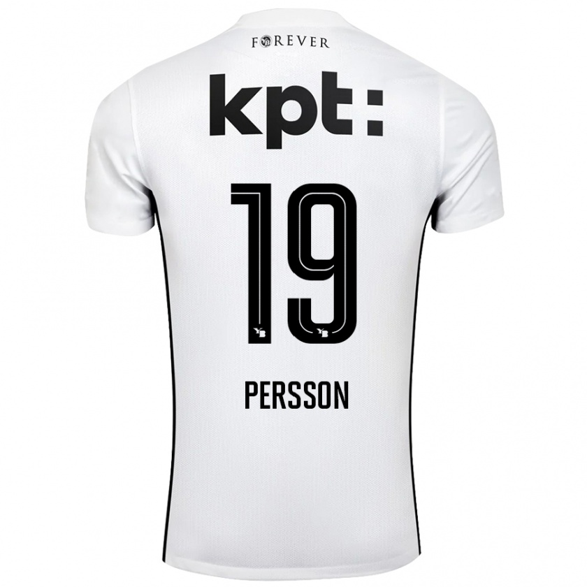 Kandiny Gyermek Noah Persson #19 Fehér Fekete Idegenbeli Jersey 2024/25 Mez Póló Ing