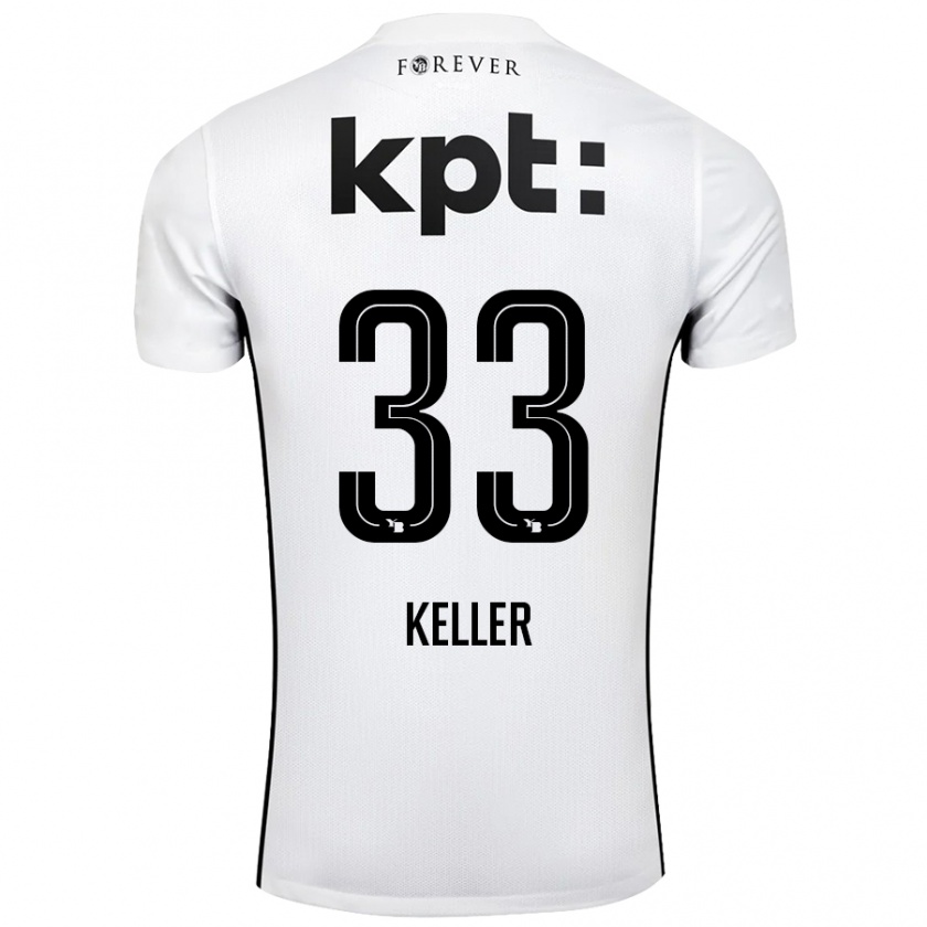 Kandiny Gyermek Marvin Keller #33 Fehér Fekete Idegenbeli Jersey 2024/25 Mez Póló Ing