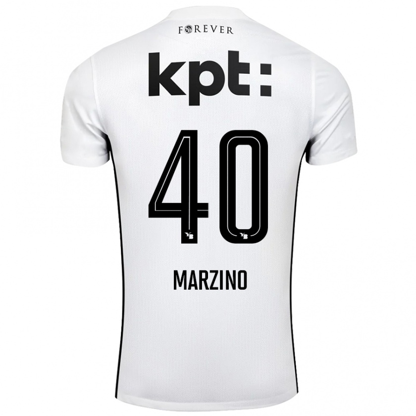 Kandiny Gyermek Dario Marzino #40 Fehér Fekete Idegenbeli Jersey 2024/25 Mez Póló Ing