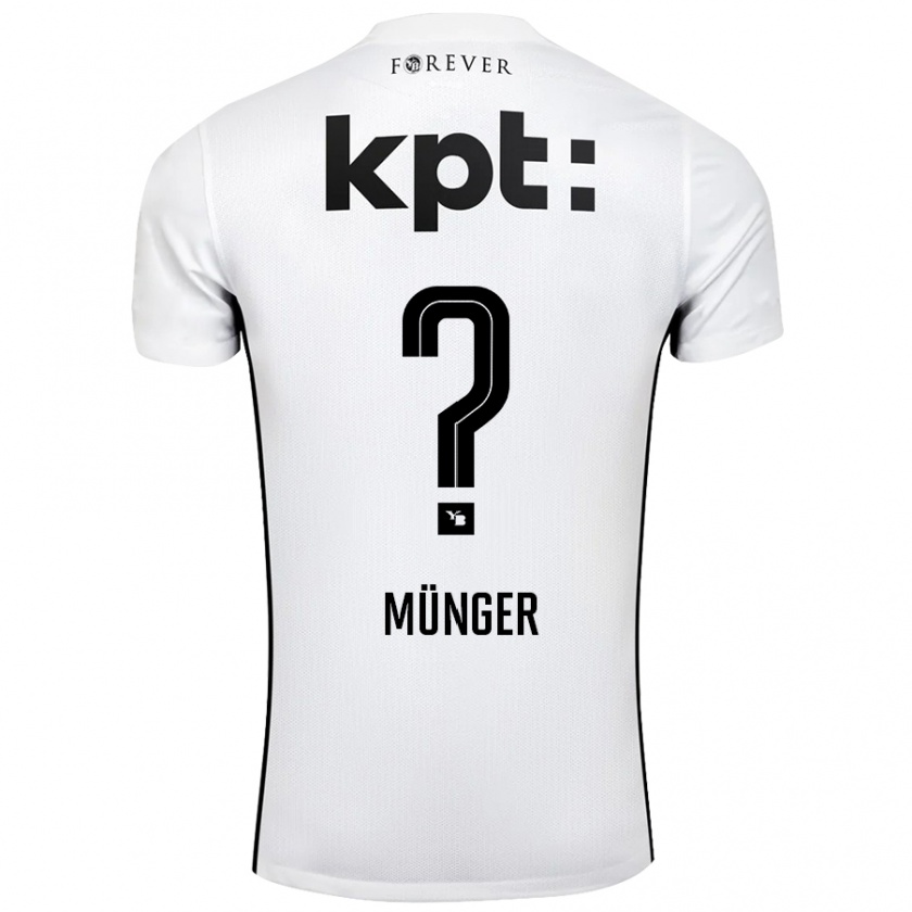 Kandiny Gyermek Nil Münger #0 Fehér Fekete Idegenbeli Jersey 2024/25 Mez Póló Ing