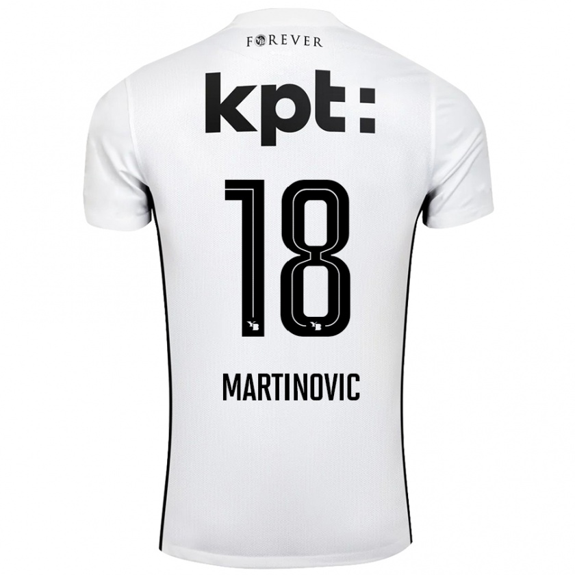 Kandiny Gyermek Denis Martinovic #18 Fehér Fekete Idegenbeli Jersey 2024/25 Mez Póló Ing