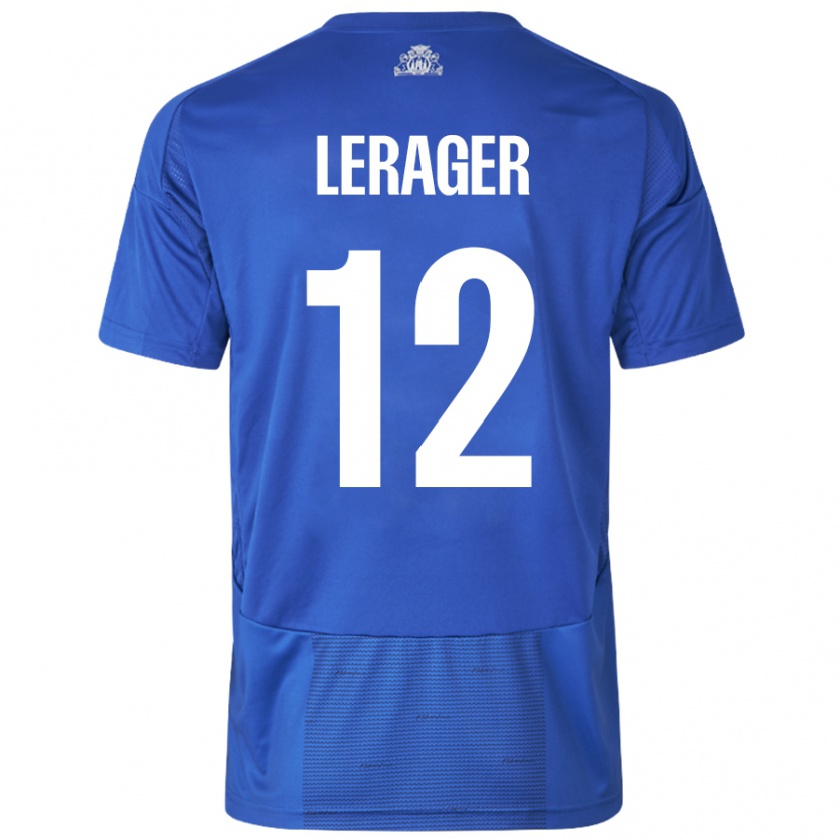 Kandiny Gyermek Lukas Lerager #12 Fehér Kék Idegenbeli Jersey 2024/25 Mez Póló Ing