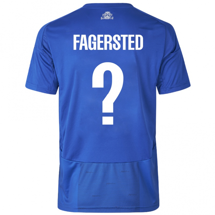 Kandiny Gyermek Johan Fagersted #0 Fehér Kék Idegenbeli Jersey 2024/25 Mez Póló Ing