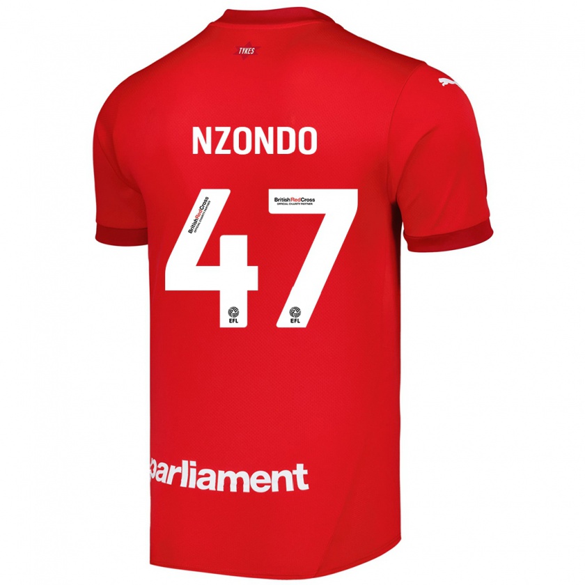 Kandiny Férfi Emmaisa Nzondo #47 Piros Hazai Jersey 2024/25 Mez Póló Ing