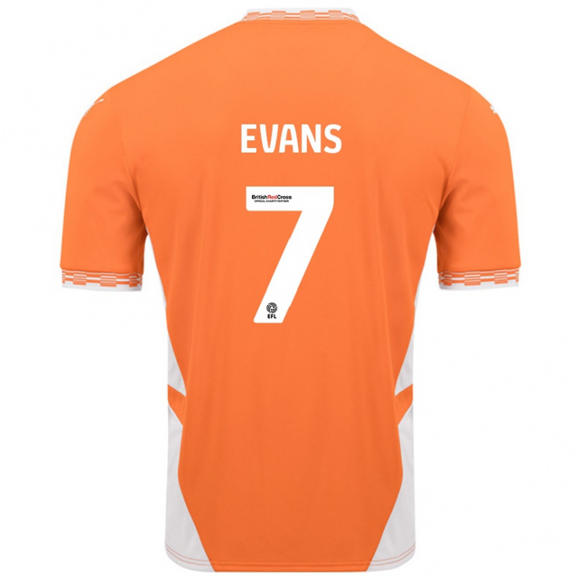 Kandiny Férfi Lee Evans #7 Narancssárga Fehér Hazai Jersey 2024/25 Mez Póló Ing