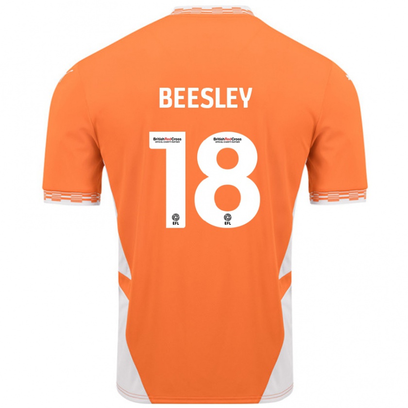 Kandiny Férfi Jake Beesley #18 Narancssárga Fehér Hazai Jersey 2024/25 Mez Póló Ing