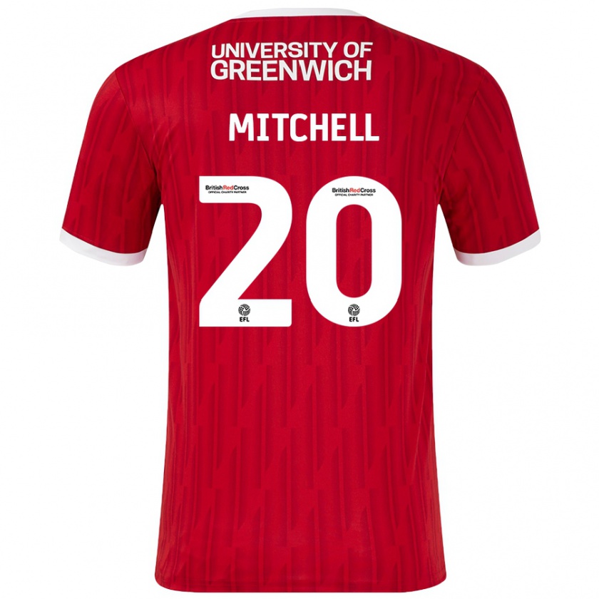 Kandiny Férfi Zach Mitchell #20 Piros Fehér Hazai Jersey 2024/25 Mez Póló Ing