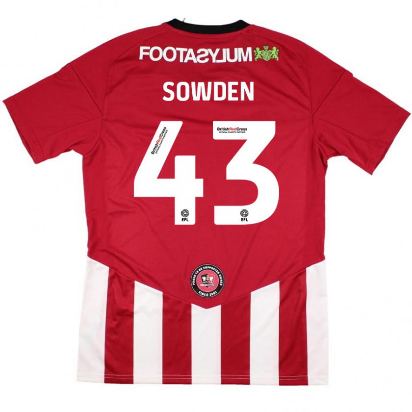 Kandiny Férfi Andrew Sowden #43 Piros Fehér Hazai Jersey 2024/25 Mez Póló Ing