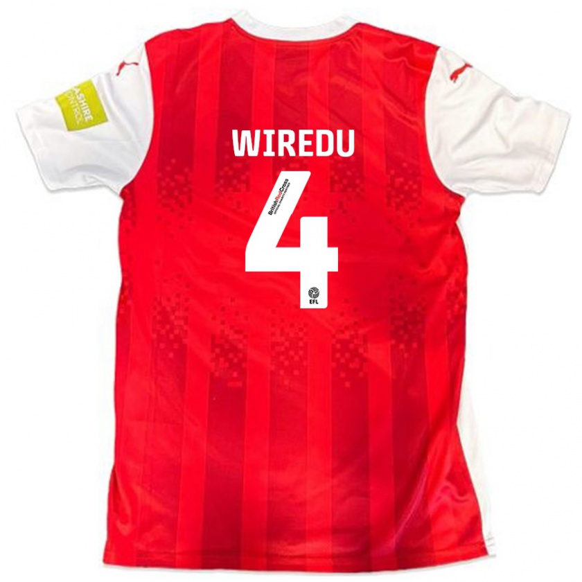 Kandiny Férfi Brendan Wiredu #4 Piros Fehér Hazai Jersey 2024/25 Mez Póló Ing