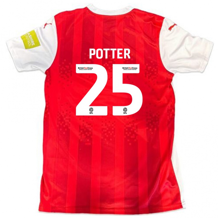 Kandiny Férfi Finley Potter #25 Piros Fehér Hazai Jersey 2024/25 Mez Póló Ing