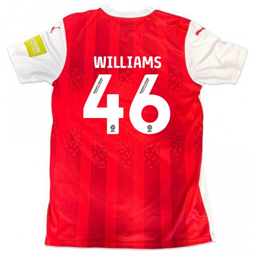 Kandiny Férfi Theo Williams #46 Piros Fehér Hazai Jersey 2024/25 Mez Póló Ing