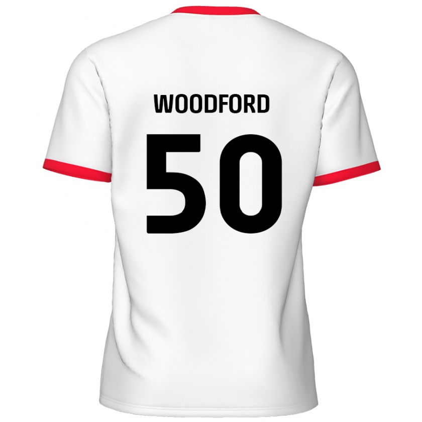 Kandiny Férfi Max Woodford #50 Fehér Piros Hazai Jersey 2024/25 Mez Póló Ing