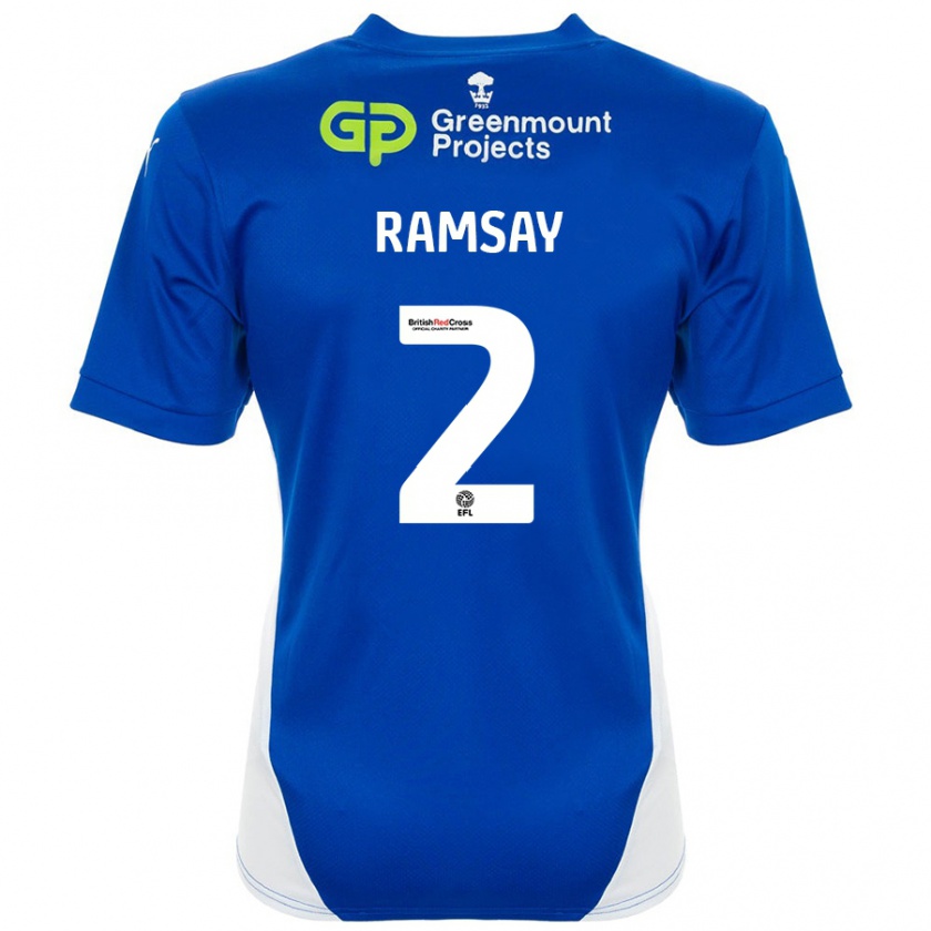 Kandiny Férfi Calvin Ramsay #2 Kék Fehér Hazai Jersey 2024/25 Mez Póló Ing