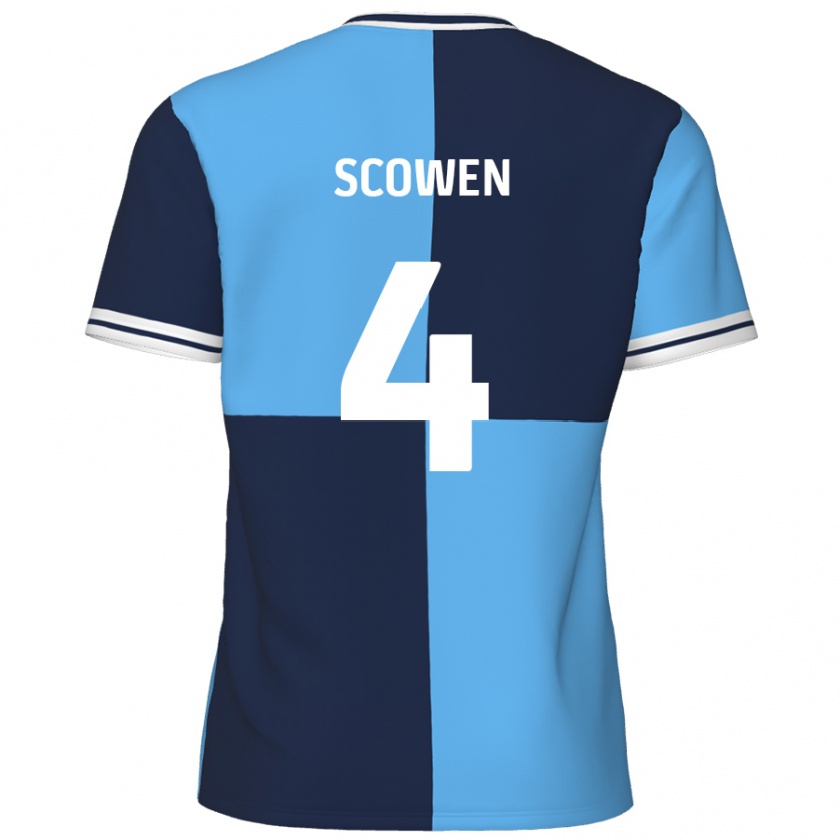 Kandiny Férfi Josh Scowen #4 Égszínkék Sötétkék Hazai Jersey 2024/25 Mez Póló Ing