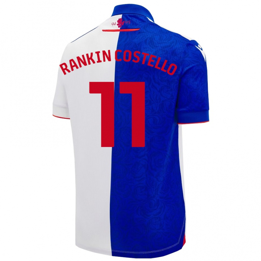 Kandiny Férfi Joe Rankin-Costello #11 Égszínkék Fehér Hazai Jersey 2024/25 Mez Póló Ing