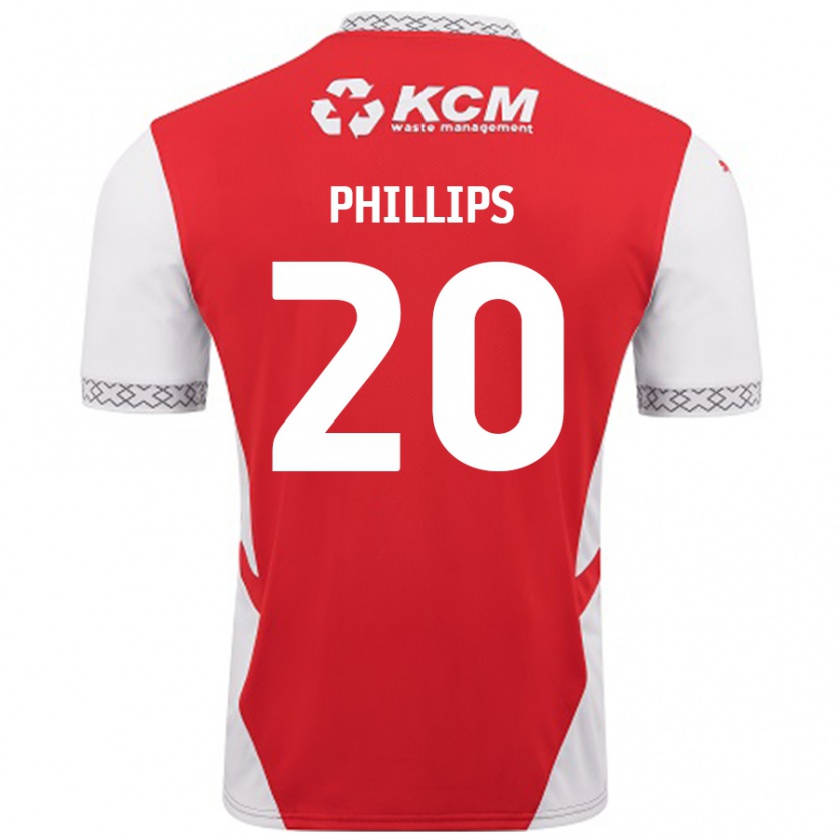 Kandiny Férfi Dillon Phillips #20 Piros Fehér Hazai Jersey 2024/25 Mez Póló Ing