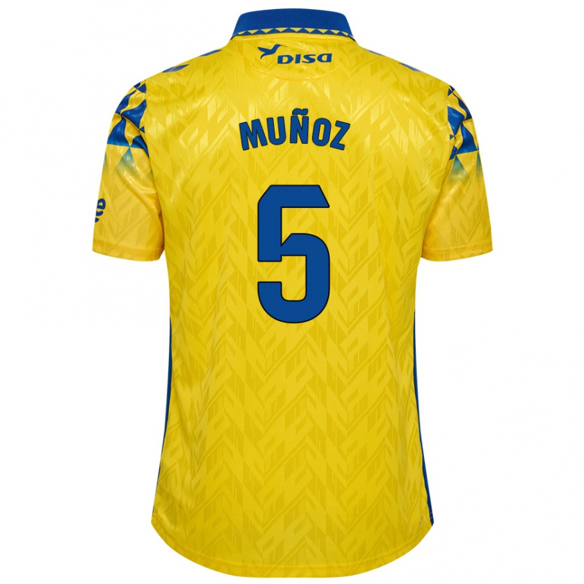 Kandiny Férfi Javi Muñoz #5 Sárga Kék Hazai Jersey 2024/25 Mez Póló Ing