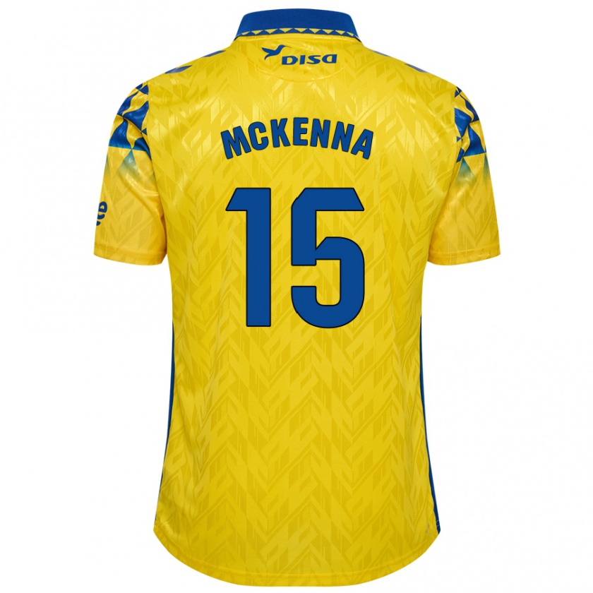 Kandiny Férfi Scott Mckenna #15 Sárga Kék Hazai Jersey 2024/25 Mez Póló Ing